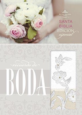 Biblia Recuerdo Boda Imitación Piel Blanco Lino Encaje