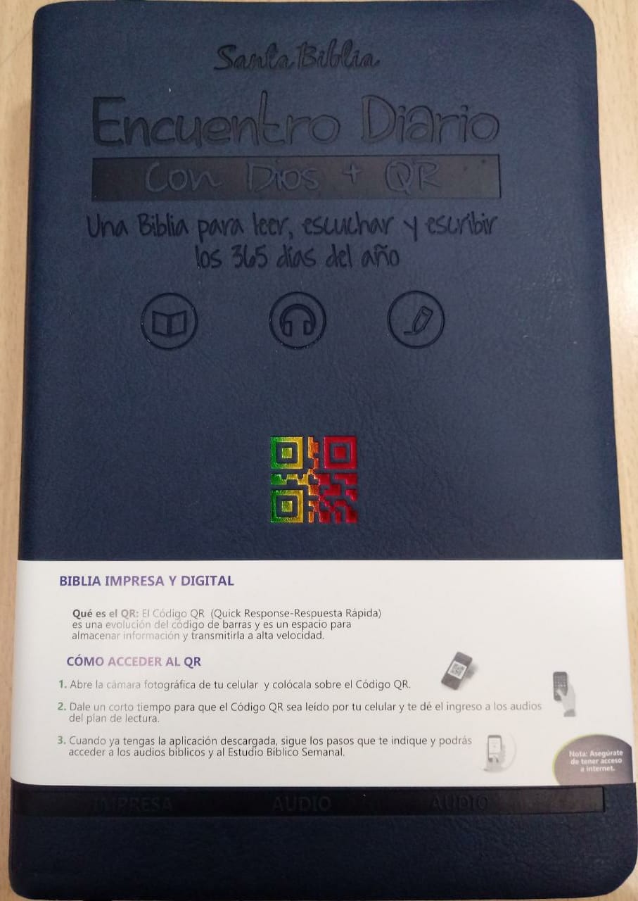 Biblia Tamaño 065 Encuentro Diario Con Dios  Imitación Piel Azul Oscuro