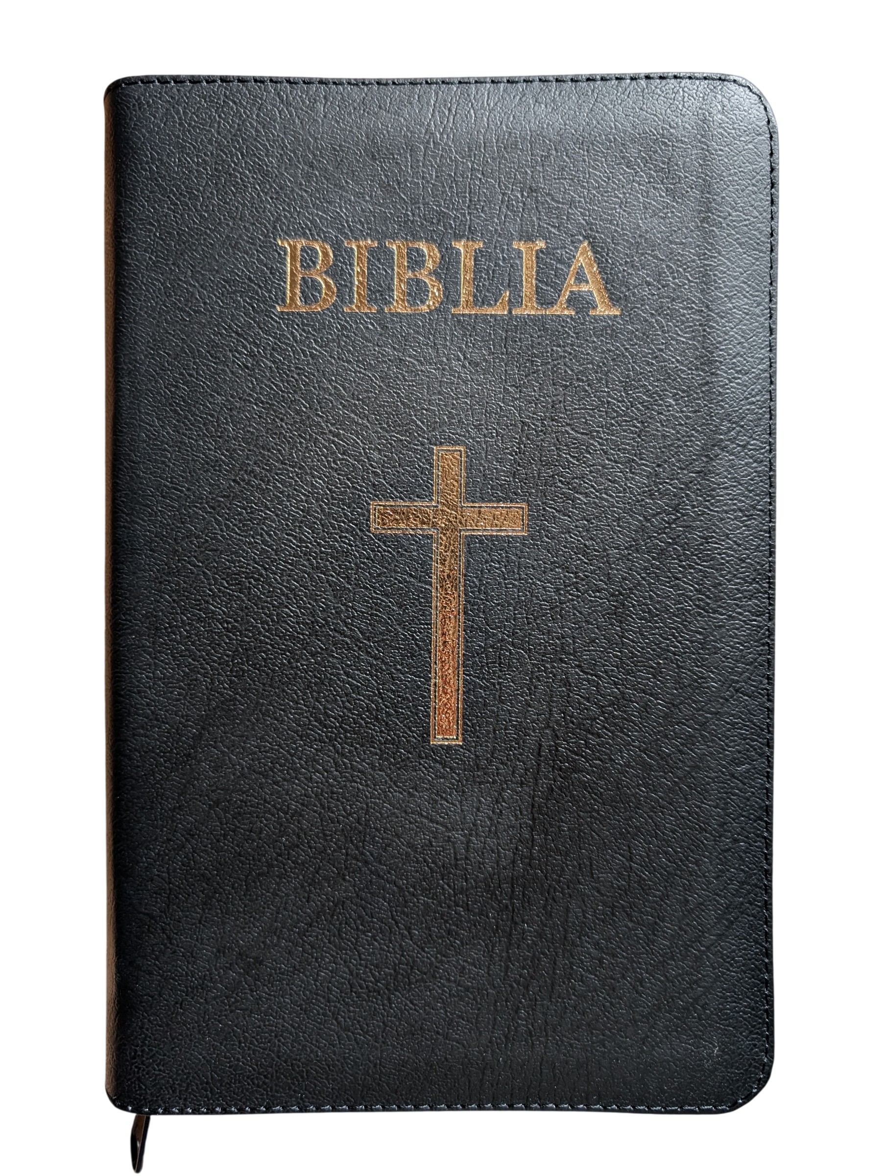 Biblia  medie 2, coperta piele, aurita, index, cu fermoar, neagră