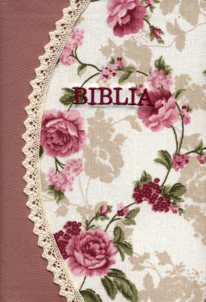 Biblia handmade - roz, margini aurii
