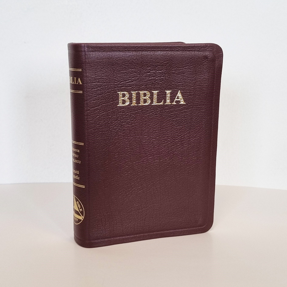 Biblia mica - coperta piele, aurita si index -